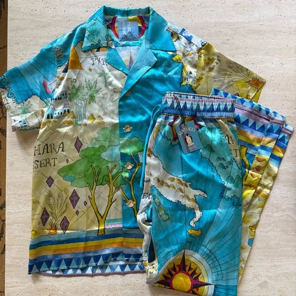 NWT Santiago collection silk top bottom set by Russ M
